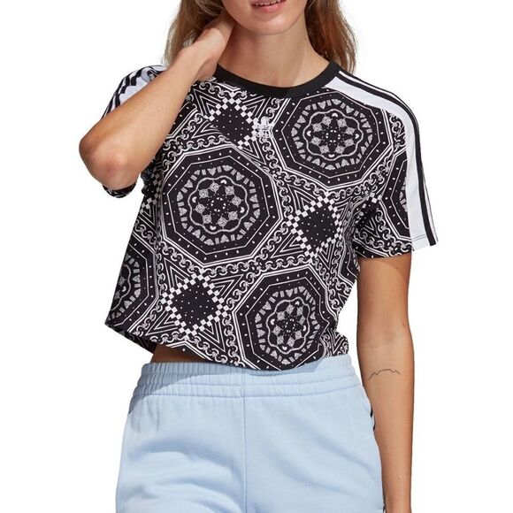 Adidas Jersey Printed Kaleidoscope Cropped Top - Picture 2 of 9